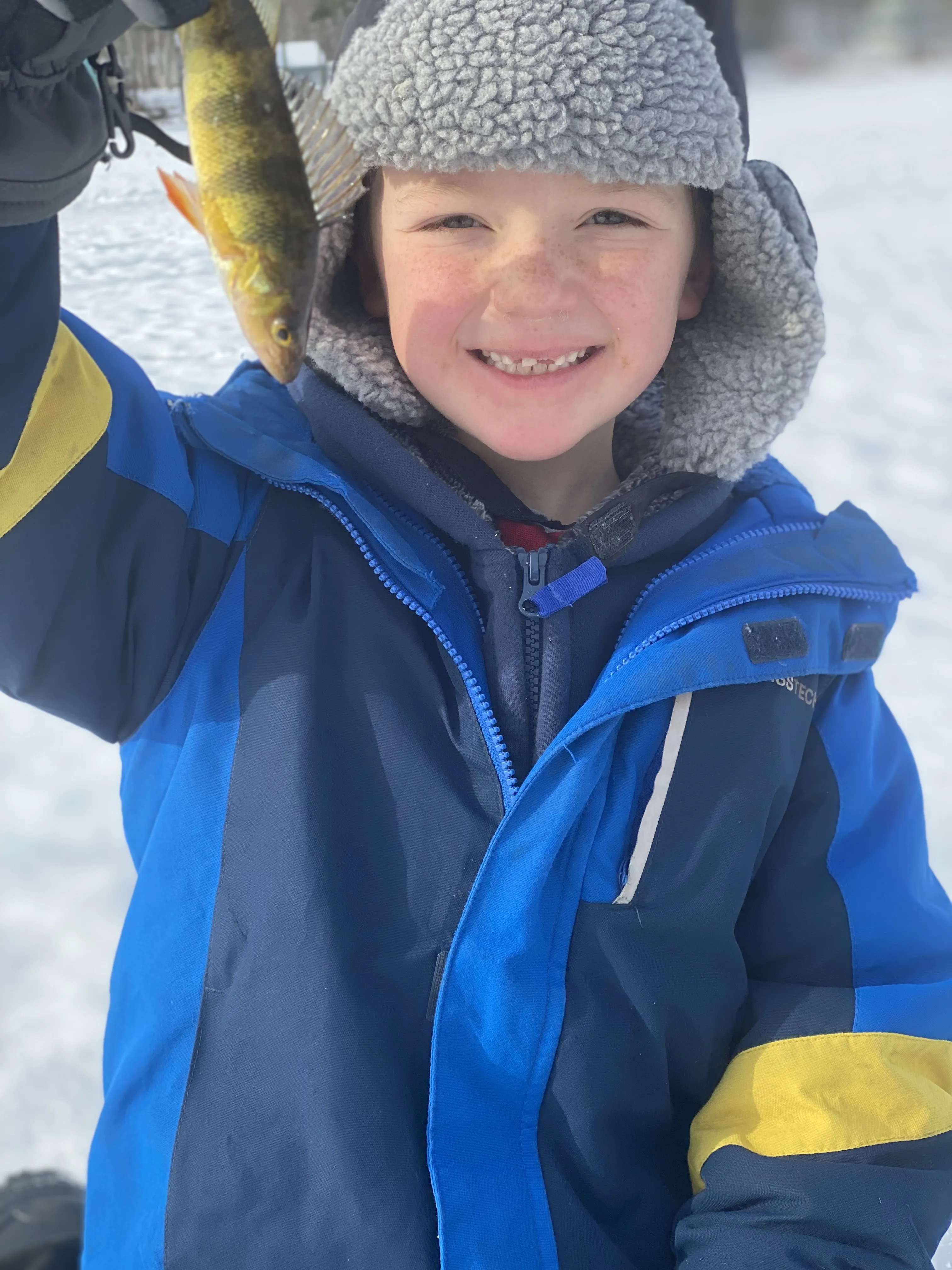 Ice fishing kid